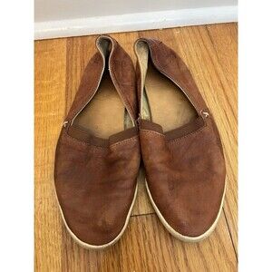 Frye Melanie Leather Slip On Sneaker Shoe Womens Size 7.5 Cognac Brown Flats